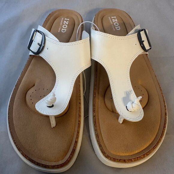 Izod  Charcy, White Flat Thong Sandal  Women Size 10      NEW with Box - Picture 2 of 6